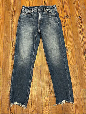American Eagle Strigid Mom Jeans Size 6 Long Raw Hem